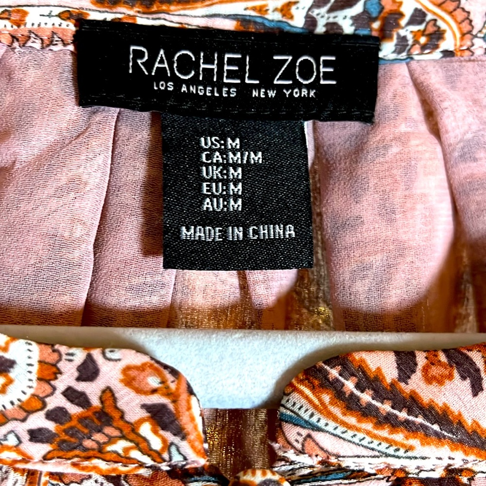 💙Rachel Zoe Multicolored Cuffed Sleeve Crop Blouse - Picture 3 of 5